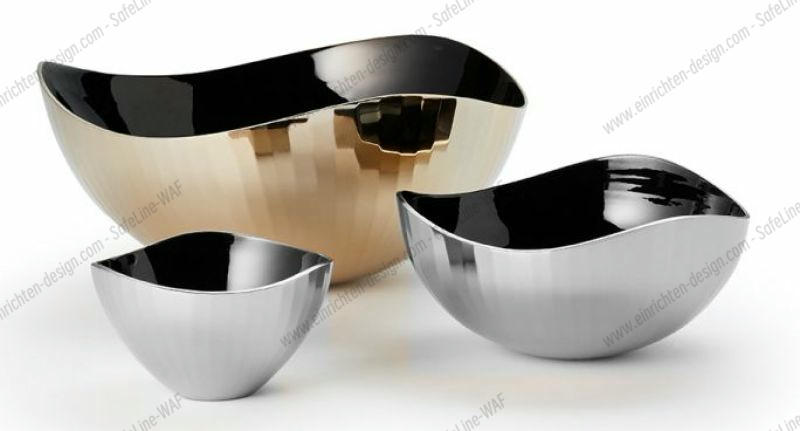 Drei dekorative Lorenzo Schalen von Philippi in Gold und Silber, moderne Tischdeko und Wohnaccessoires.